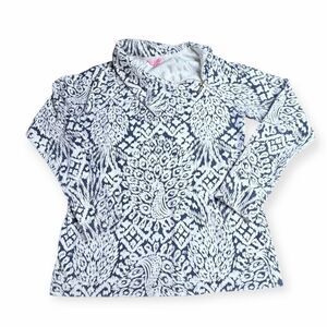 LILLY PULITZER Women’s Bright Navy White Long Sleeve Booker Popover Pullover Siz